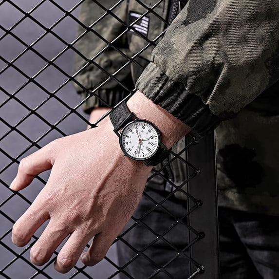 Resicozy Mens Watch Quartz Mesh Watch Band Dressy Watches Classic Casual Wrist Watch Large Face with Date White