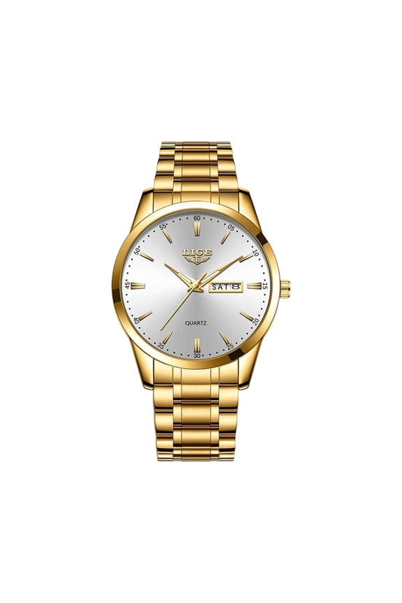 Mens Watches Men’s Quartz Watch Stainless with Date Window for Business Work Sport Casual Elegant Gifts White