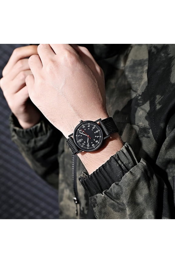 Mens Watches Quartz Sports Nurse Watch for Men Women Silicone Strap Time with Glowing Easy to Dial Black