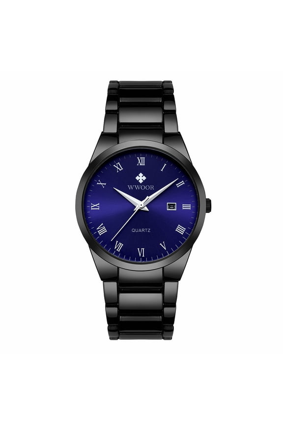 Mens Watches Quartz Stainless Dressy Watches Classic Casual Wrist Watch Large Face with Date Purple