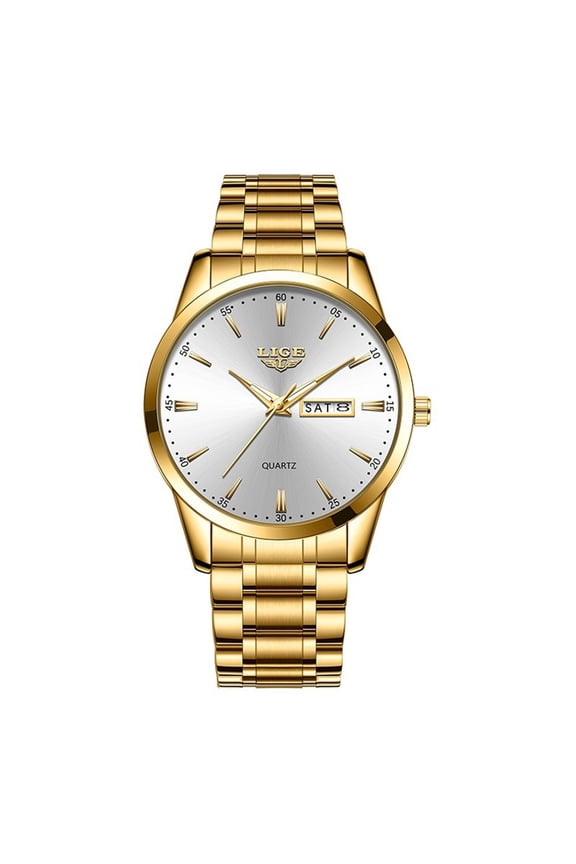 Mens Watches Quartz Stainless Dressy Watches Classic Casual Wrist Watch Large Face with Date White
