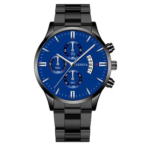 Resicozy Mens Watches Stainless Watch for Men Round Dial Watch for Men Fashion Business Wristwatch with Date 2026 Black Blue