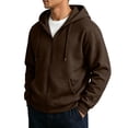 thumbnail image 1 of Resicozy Mens Zip Up Hooded Sweatshirt Casual Long Sleeve Hoodies Fashion Drawstring Sweatshirts with Pockets Brown M, 1 of 6
