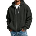 thumbnail image 1 of Resicozy Mens Zip Up Hoodies Long Sleeve Solid Color Hooded Sweatshirts Casual Fall Winter Track Jackets Black L, 1 of 7