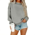 thumbnail image 1 of Resicozy Mock Neck Sweatshirt Women Cute Plain Pullover Sweatshirts Casual Fall Long Sleeve Trendy Tops Gray XL, 1 of 6
