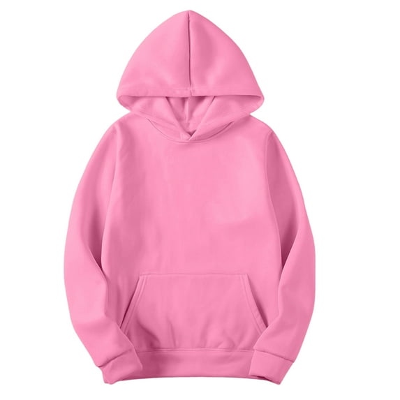 Resicozy Oversized Casual Sweatshirt for Men Solid Color Hoodies Long Sleeve Pullover Athletic Classic Hooded Sweatshirts Comfy Pink M