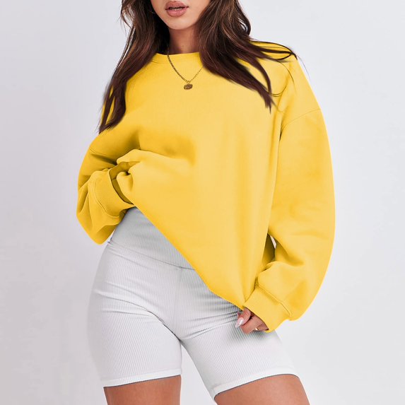 Resicozy Oversized Sweatshirt for Women Crewneck Long Sleeve Pullover Hoodies Tops Fall Fashion Clothes Yellow M