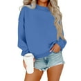 thumbnail image 1 of Resicozy Oversized Sweatshirt for Women Crewneck Solid Color Pullover Soft Trendy Sweatshirt Plus Size Sky Blue M, 1 of 5