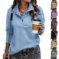 thumbnail image 1 of Resicozy Oversized Sweatshirt for Women Quarter Button Henley V Neck Pullover Fall Long Sleeve Casual Sweat Shirts with Pocket Dark Gray XL, 1 of 5