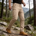thumbnail image 1 of Resicozy Pants for Men 2026 Casual Stretch Cargo Work Pants Lightweight Straight Leg Hiking Pants with Zipper Pockets Khaki 2XL, 1 of 8