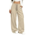 thumbnail image 1 of Resicozy Parachute Cargo Pants Women Lightweight Baggy Hiking Pants Y2k Drawstring Elastic Waist Pants with Pockets Beige S, 1 of 7