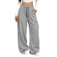 thumbnail image 1 of Resicozy Parachute Cargo Pants Women Lightweight Baggy Hiking Pants Y2k Drawstring Elastic Waist Pants with Pockets Light Gray 3XL, 1 of 7