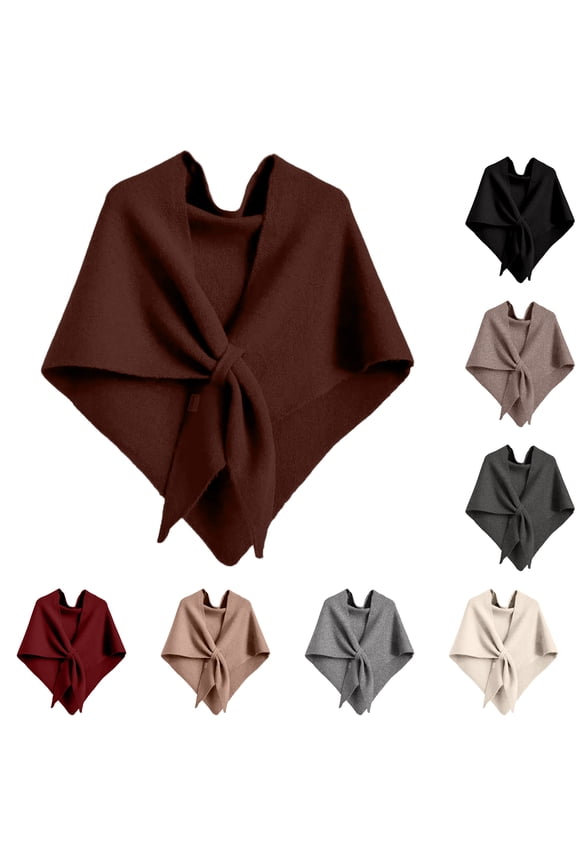Pashmina Shawl Wraps for Women Solid Color Knitted Shawls and Wraps Cardigan Cape Wool Shoulder Top Sweater Shawl Scarf Black