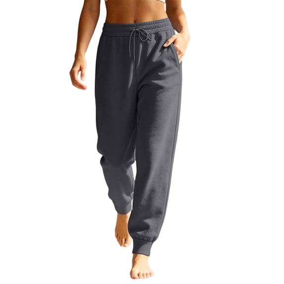 Resicozy Petite Sweatpants Women Trendy Elastic Waist Bottom Lounge Pant Lightweight Baggy Joggers with Pocket Dark Gray XL