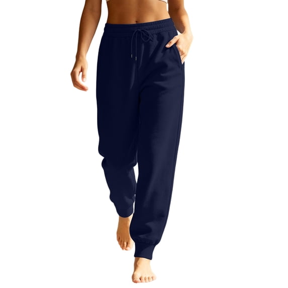 Resicozy Petite Sweatpants Women Trendy Elastic Waist Bottom Lounge Pant Lightweight Baggy Joggers with Pocket Navy 2XL