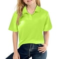 thumbnail image 1 of Resicozy Polo Shirts for Girl Short Sleeve Shirt Uniform Classic Fit Soft Button Down Top Casual Solid Tee Fluorescent Green 8-9 Years, 1 of 3