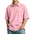 thumbnail image 1 of Resicozy Polo Shirts for Men Short Sleeve Collared Golf Shirt with Pocket 2026 Light pink S, 1 of 9