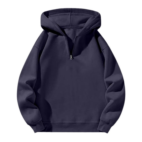 Resicozy Quarter Zip Hoodies For Men Loose Fit Lightweight Hiking Sportswear Comfort Oversized Sweatshirt Fashion Clothes Tops Navy XL
