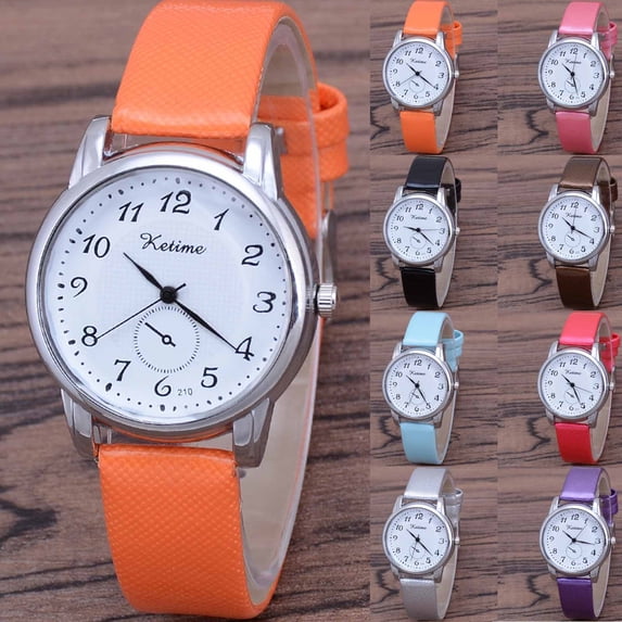 Resicozy Quartz Watches for Women Classic Round Simple Clear Arabic Numeral Easy to Dial Quartz Watches with Leather Strap D