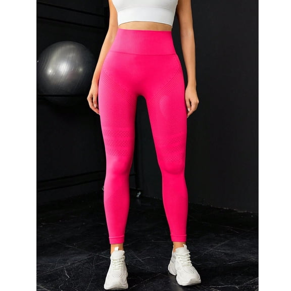 Resicozy Resistance Band Leggings for Women Solid Leggings High Waisted Butt Lifting Training for Gym Workout Yoga Pants Hot Pink L