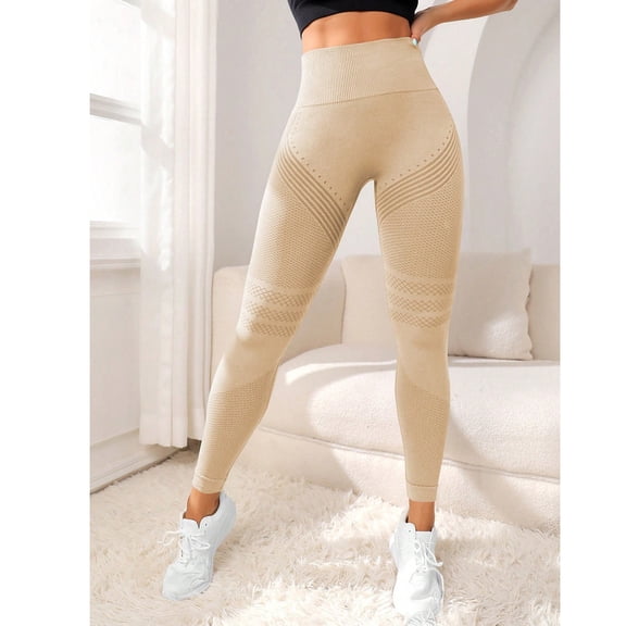Resicozy Resistance Band Leggings for Women Solid Leggings High Waisted Butt Lifting Training for Gym Workout Yoga Pants Khaki L