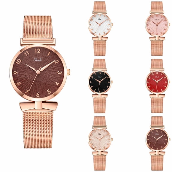 Resicozy Rose Gold Watch for Women Mesh Strap Fashion CasualQuartz Ladies Watch Brown