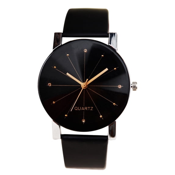 Resicozy Round Watch for Womens Fashion Simple Business Work Casual Wrist Watch Date with Leather Strap Black