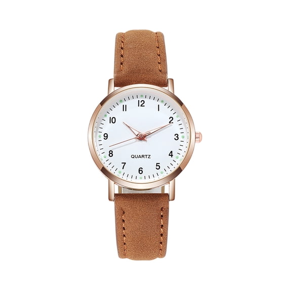 Resicozy Round Watches for Women Quartz Ladies Watches Round Casual Lightweight Wrist Watches with Leather Strap 2026 Brown