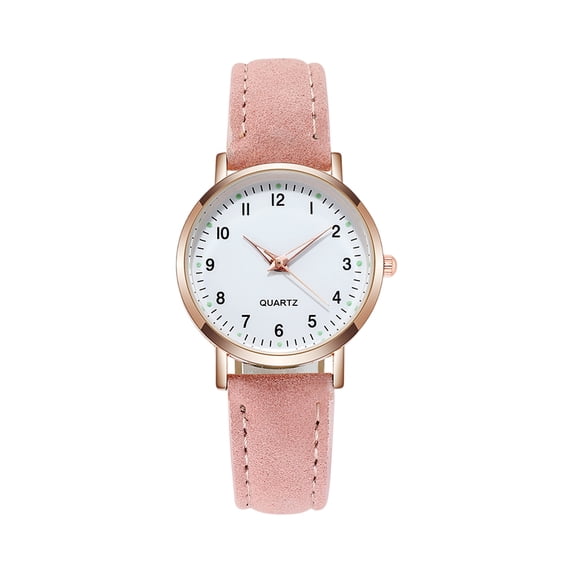 Resicozy Round Watches for Women Quartz Ladies Watches Round Casual Lightweight Wrist Watches with Leather Strap 2026 Pink