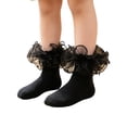 thumbnail image 1 of Resicozy Ruffle Socks Girls Lace Frilly Turn Cuff Ankle Socks Dress Socks for Daily Travel 2026 Black XL, 1 of 7