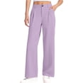 thumbnail image 1 of Resicozy School Uniform Pants for Girls Wide Leg High Waist Dress Trousers with Pockets, Back To School Clothing Button Trousers 5-14 Years Light Purple 110, 1 of 6