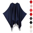 thumbnail image 1 of Resicozy Shawl Wraps Women Winter Knitted Scarf Fashion Solid Color Cardigan Cape Top Sweater Shawl Scarf Navy, 1 of 4