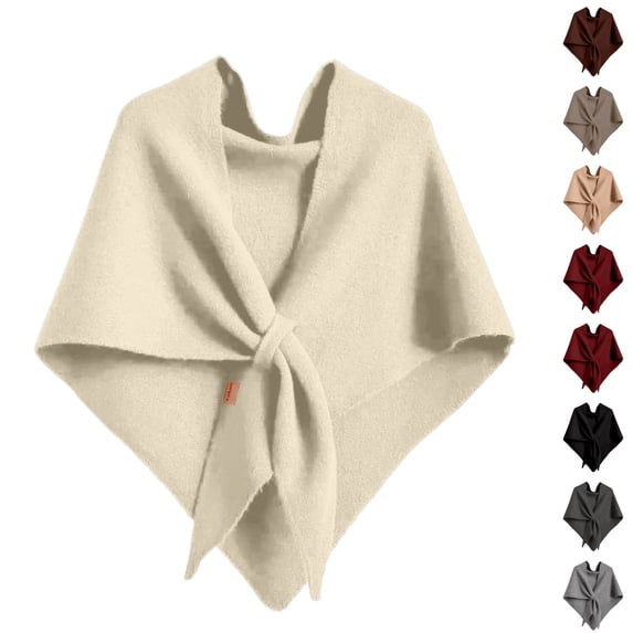 Resicozy Shawl Wraps for Women Winter Knitted Scarf Fashion Solid Color Cardigan Cape Top Sweater Shawl Scarf Beige