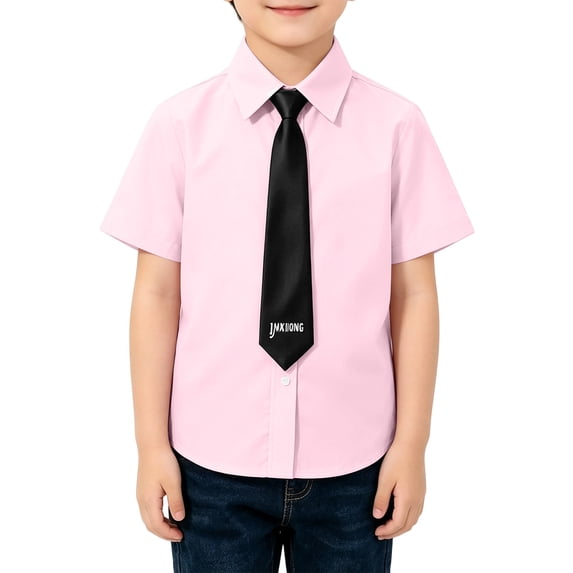 Resicozy Shirts for Girls 2026 Short Sleeve Button Down Collared Uniform Shirts Dress Shirt Cute Blouse 2-12 Years Pink 150