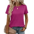 thumbnail image 1 of Resicozy Short Sleeve for Women 2026 Casual Summer Crew Neck Tops Loose Fashion Cute Basic T Shirts Hot Pink M, 1 of 4
