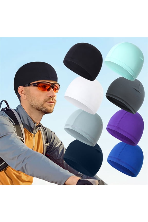 Skull Caps Soft Lightweight Hats for Men Wicking Stretchy Breathable Helmet Liner Sky Blue