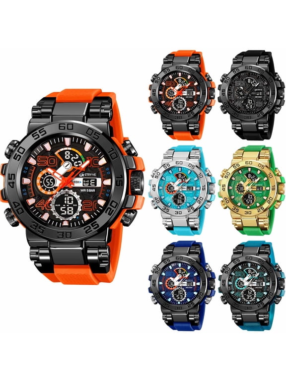 Sports Watch for Men Dual Display Digital Casual Outdoor Watch 2026 Blue Black