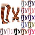 thumbnail image 1 of Resicozy Striped Thigh High Socks and Fingerless Gloves Set for Women Over the Knee Extra Long Thigh Highs and Arm Warmers Set Orange Black, 1 of 3