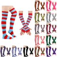 thumbnail image 1 of Resicozy Striped Thigh High Socks and Fingerless Gloves Set for Women Over the Knee Extra Long Thigh Highs and Arm Warmers Set Red Blue, 1 of 3