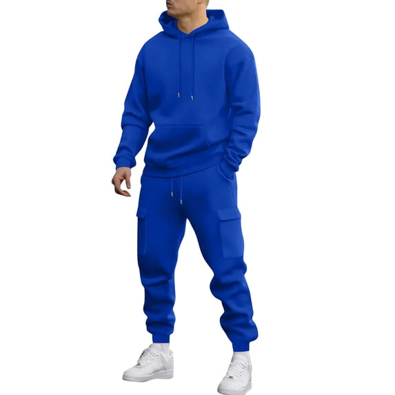 Resicozy Sweat Suits Men Jogging Tracksuits 2 Piece Set Casual Athletic Hoodie and Sweatpants Outfits Blue S