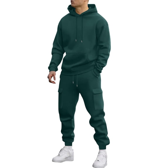 Resicozy Sweat Suits Men Jogging Tracksuits 2 Piece Set Casual Athletic Hoodie and Sweatpants Outfits Dark Green L