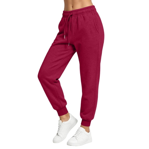 Resicozy SweatPants for Women Baggy Trousers Wide Leg Elastic Waist Athletic Casual Workout Lounge Joggers with Pockets Red 2XL