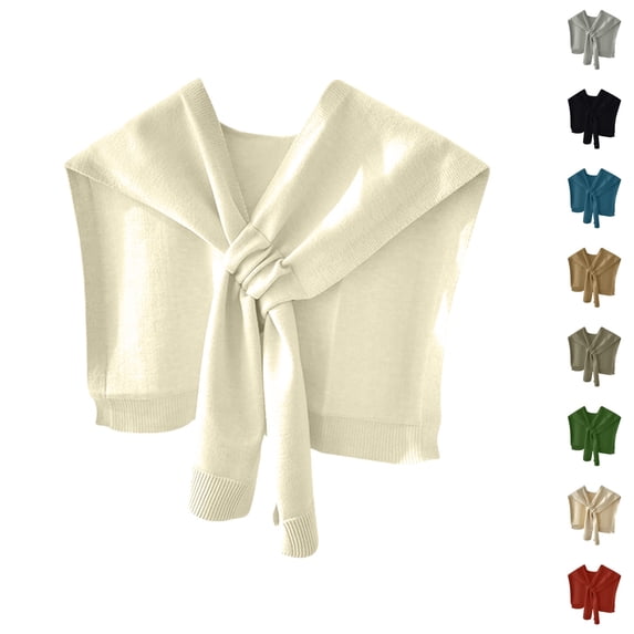 Resicozy Sweater Shawl Wraps for Women Knit Knotted Over the Shoulder Sweater Cape Casual Travel Scarf Tops Wrap Sleeves Beige