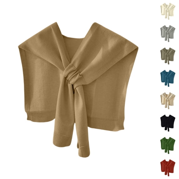 Resicozy Sweater Shawl Wraps for Women Knit Knotted Over the Shoulder Sweater Cape Casual Travel Scarf Tops Wrap Sleeves Camel