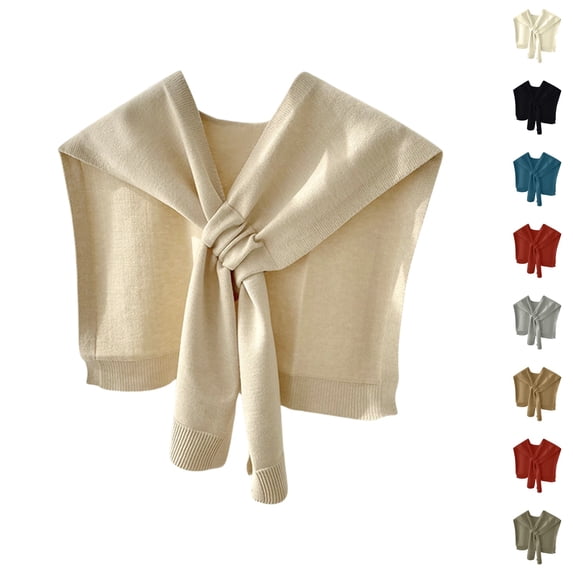 Resicozy Sweater Shawl Wraps for Women Knit Knotted Over the Shoulder Sweater Cape Casual Travel Scarf Tops Wrap Sleeves Complexion