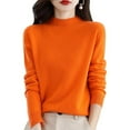 thumbnail image 1 of Resicozy Sweaters for Women Half Turtleneck Long Sleeve Solid Color Knitted Pullover Warm Sweater Top Orange L, 1 of 3
