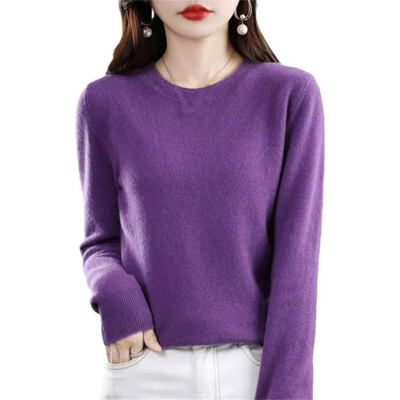 Resicozy Sweaters for Women Half Turtleneck Long Sleeve Solid Color Knitted Pullover Warm Sweater Top Purple S
