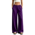 thumbnail image 1 of Resicozy Sweatpants Women Casual Wide Leg Baggy Lounge Pants High Waisted Drawstring with Pockets Oversized Soft Track Joggers Purple 2XL, 1 of 6