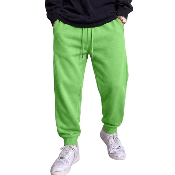 Resicozy Sweatpants for Men Lightweight Cotton Cuffed Jogger Sweatpant Casual Drawstring Elastic Waist Pant with Pocket Green S