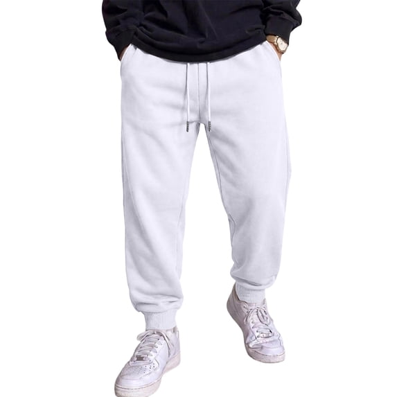 Resicozy Sweatpants for Men Lightweight Cotton Cuffed Jogger Sweatpant Casual Drawstring Elastic Waist Pant with Pocket White M